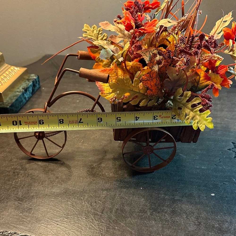 Rustic Orange Floral Tricycle Accent - Unbranded